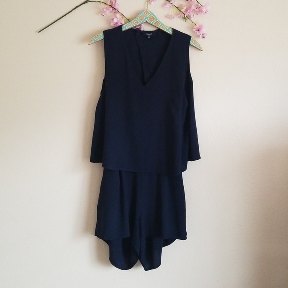 Madewell Blue Shorts Romper size Medium - Picture 2 of 8